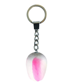 10 stuks Sleutelhanger met tulpje van 3.5 cm White pink