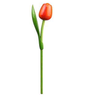 Houten tulp op steel 34 cm Orange red