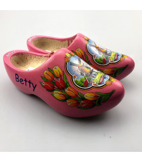 Roze klompen met molen en extra tekst