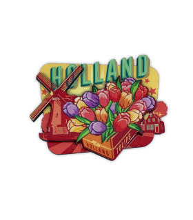 MDF magneet vintage Holland tulpen