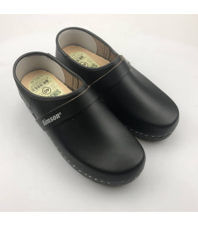 Simson lederen klompen met PU lichtgewicht zool en dichte hiel 