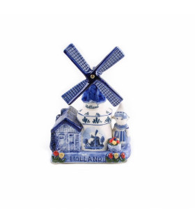 Muziekmolen boerin delftsblauw Holland 16 cm