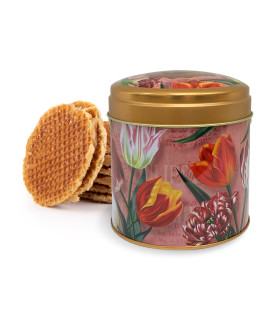 Blik met stroopwafel Amsterdam huisjes fiets vintage