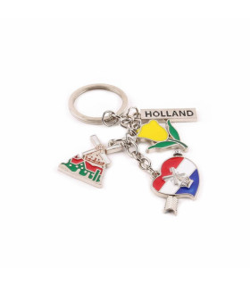 Sleutelhanger met Bedels Hartje Molen Tulp Zilverkleurig