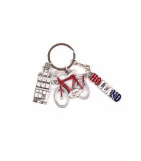 Sleutelhanger met Bedels Amsterdam Grachtenhuisje Fiets Holland