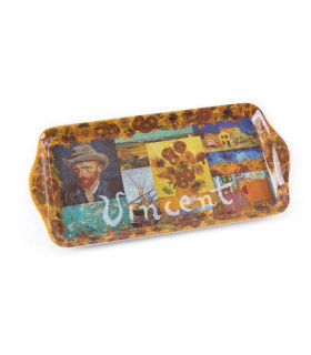 Blik met 8 roomboterstroopwafels in mooi blik van Van Gogh Almond Blossom