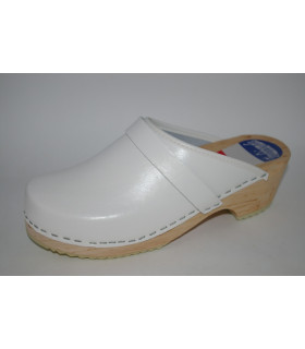 Lederen damesklompen classic wit