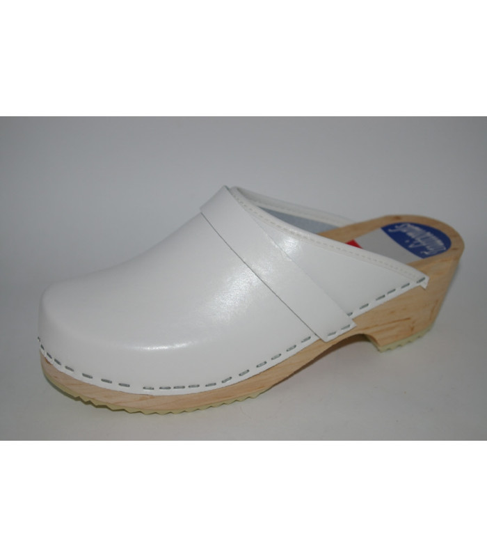 Lederen damesklompen classic wit