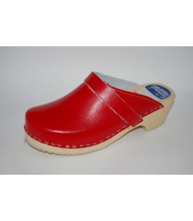 Lederen damesklompen classic rood