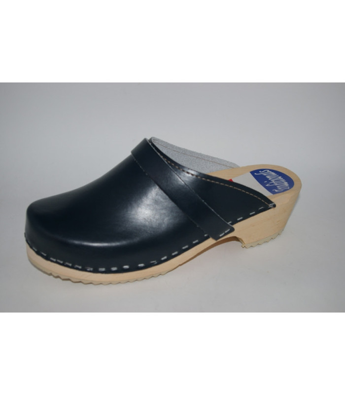 Lederen damesklompen classic blauw