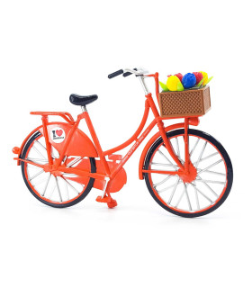 Miniatuurfiets met tulpjes oranje Amsterdam 13,5 x 8 cm