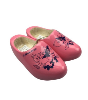 [Geboorte] klompjes met naam roze met koe-decor