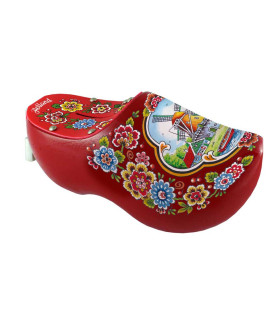 Spaarpotklompje rood met molen en tulpen