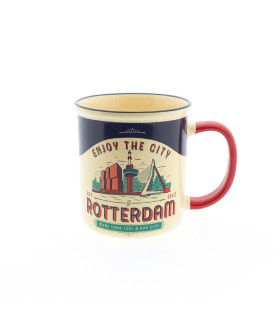 Beker - Mok Vintage Rotterdam blauw Enjoy the City