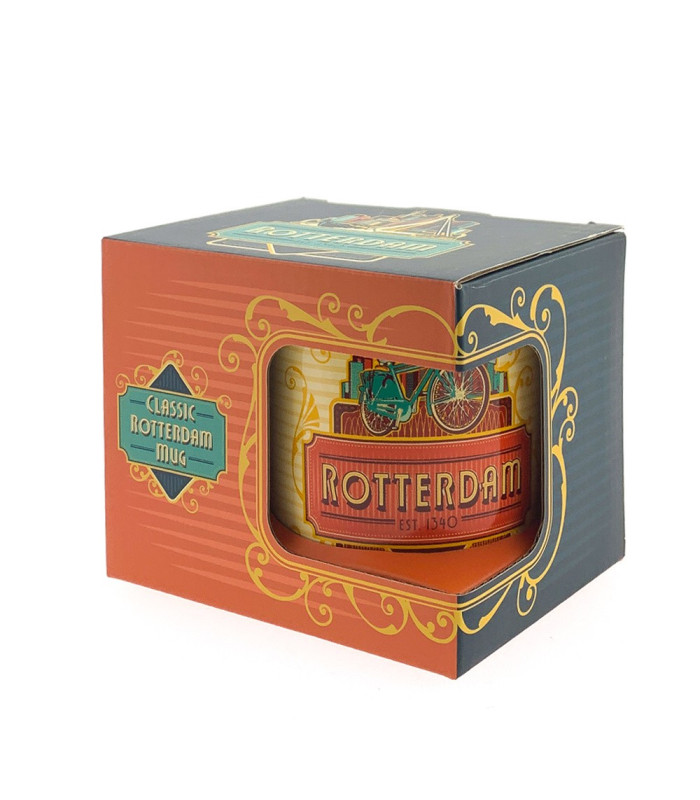 Beker Rotterdam skyline fiets rood