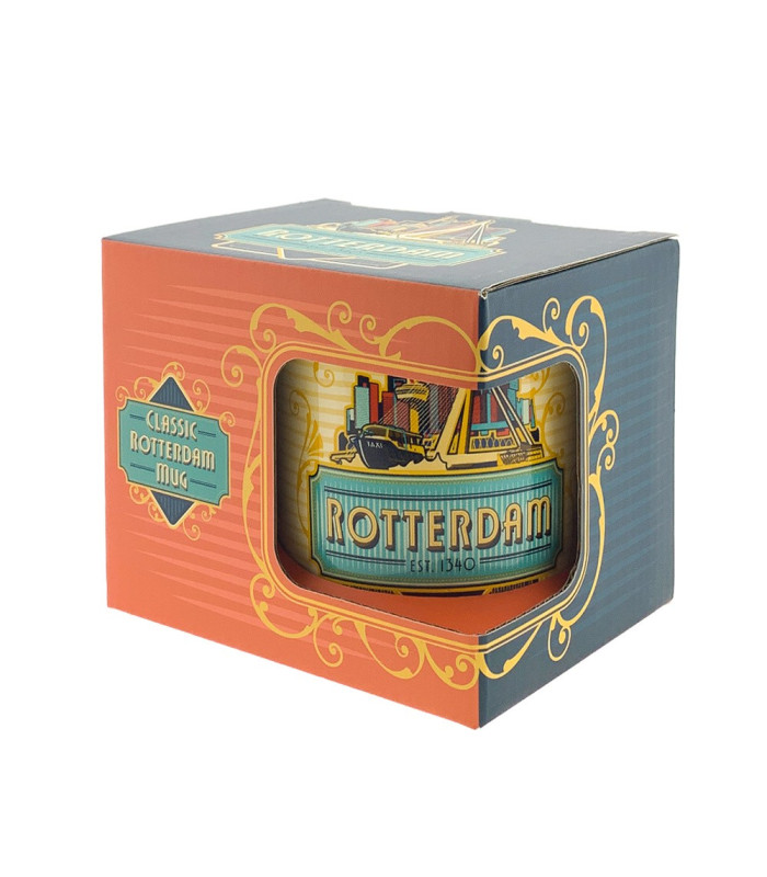 Beker - Mok  Rotterdam skyline blauw incl. luxe geschenkverpakking