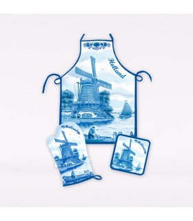 Driedelige keukenset in Delftsblauw - 8545