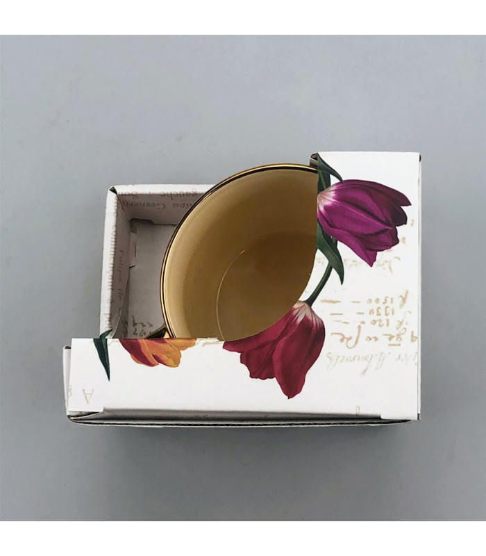 Beker pretty tulips groen/goud incl luxe kadoverpakking