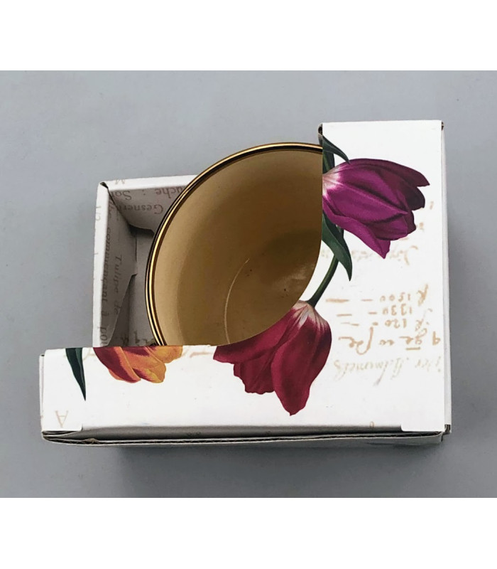 Beker pretty tulips roze/goud incl luxe kadoverpakking