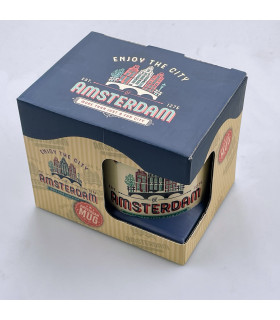 Mok vintage Amsterdam Ornaments blauw incl. geschenkverpakking