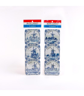 Set van 6 kurk onderzetters delftsblauw | 5478
