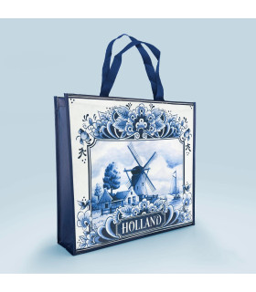 Delfts Blauwe Shopper met Molen | Typisch Hollands & Stijlvol