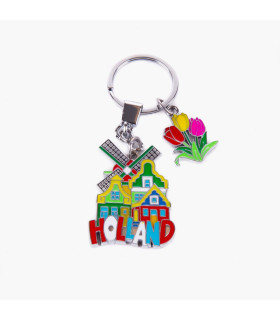 Sleutelhanger Holland: Molen, Huisjes & Tulpen | Uniek Souvenir