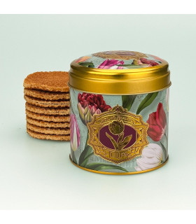 Stroopwafel blik cadeau | Tulpenprint | Uniek souvenir