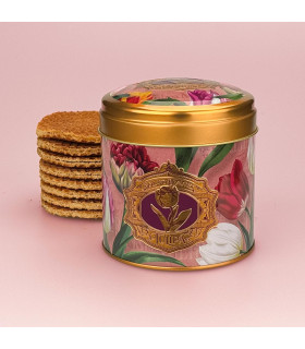 8 Stroopwafels in Blik met Tulpenprint | Cadeau