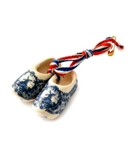 100 stuks delftsblauwe klompjes met rood / wit / blauw lintje en speldje