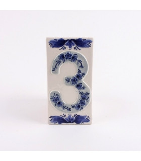 Huisnummer 3 Delfts Blauw Keramiek