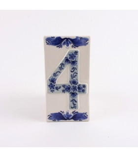 Huisnummer 4 Delfts Blauw Keramiek