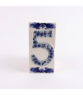 Huisnummer 5 Delfts Blauw Keramiek