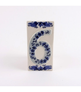 Huisnummer 6 Delfts Blauw Keramiek