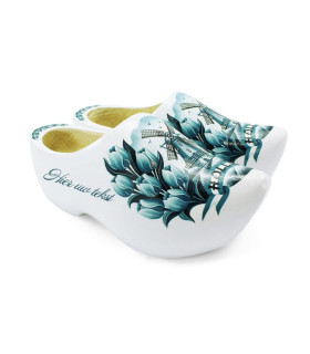 Houten klompen Delfts Blauw met tekst