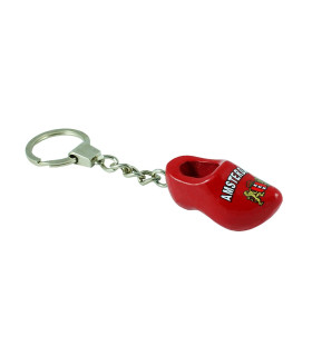 Sleutelhanger met 1 klompje van 4 cm Rood Amsterdam