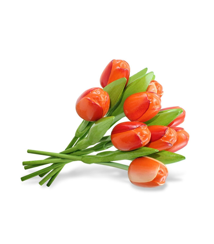 Boeket van 9 houten tulpen Orange