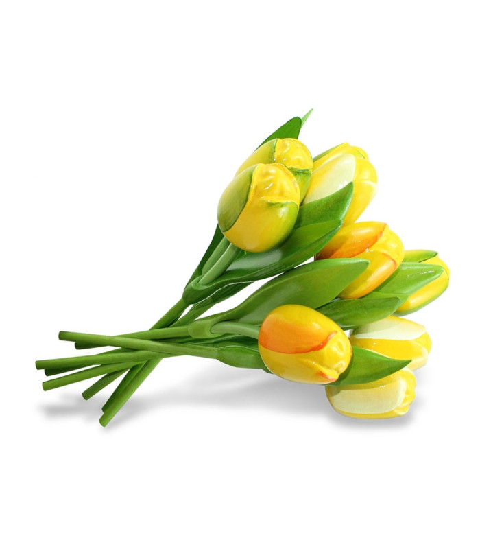 Boeket van 9 houten tulpen Yellow
