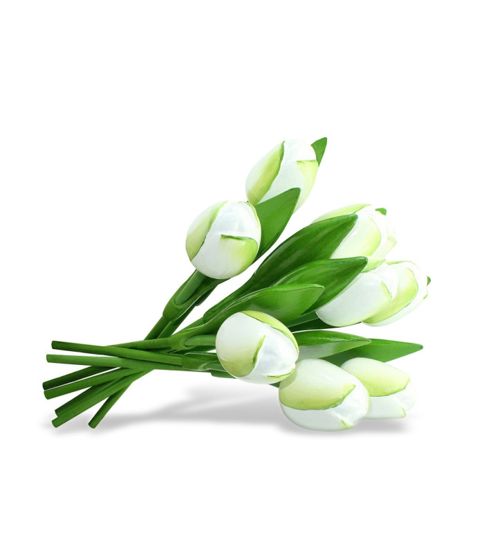 Boeket van 9 houten tulpen White