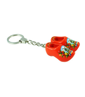 Sleutelhanger met 2 klompjes van 4 cm Oranje