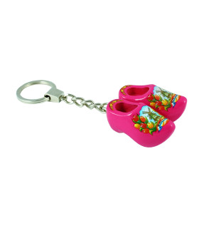 Sleutelhanger met 2 klompjes van 4 cm Roze