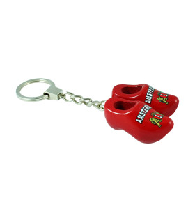 Sleutelhanger met 2 klompjes van 4 cm Rood Amsterdam