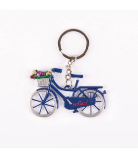 Sleutelhanger fiets blauw met tulpen