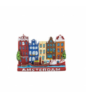 Magneet Grachtenhuisjes Rood Amsterdam