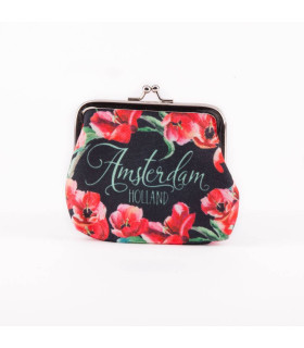 Knip Portomonnee  zwart rood Amsterdam